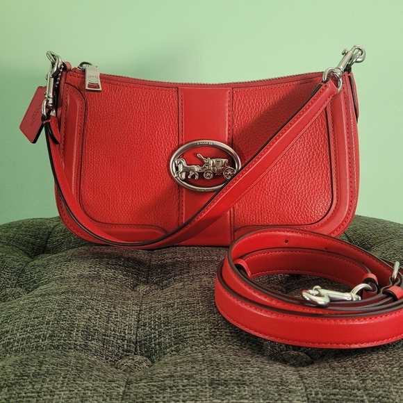 Coach Handbags - Coach Red Leather Shoulder Bag